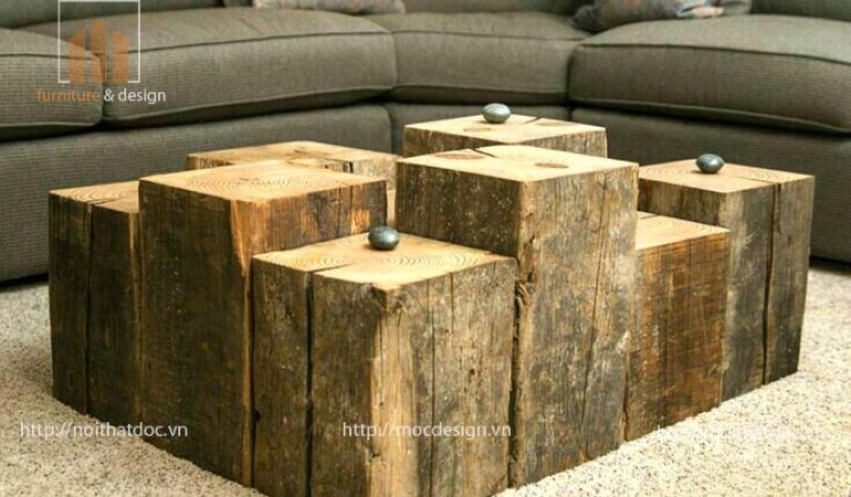 Bàn trà gỗ mộc tự nhiên nguyên khối đẹp cho phòng khách